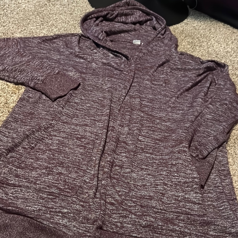 Gap soft hooded heathered dark maroon cardigan (XL) - EUC!